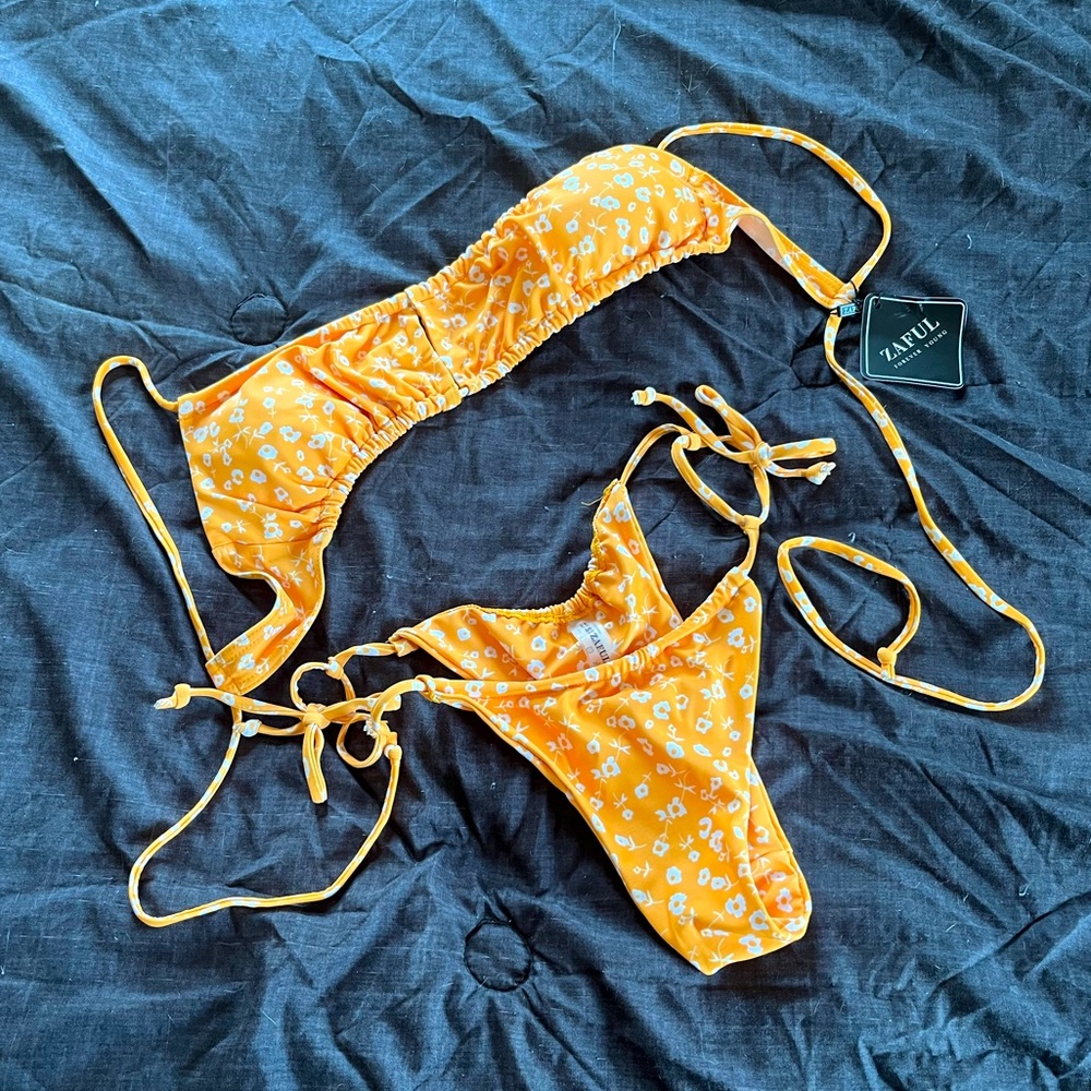 Yellow and white floral Zaful bikini